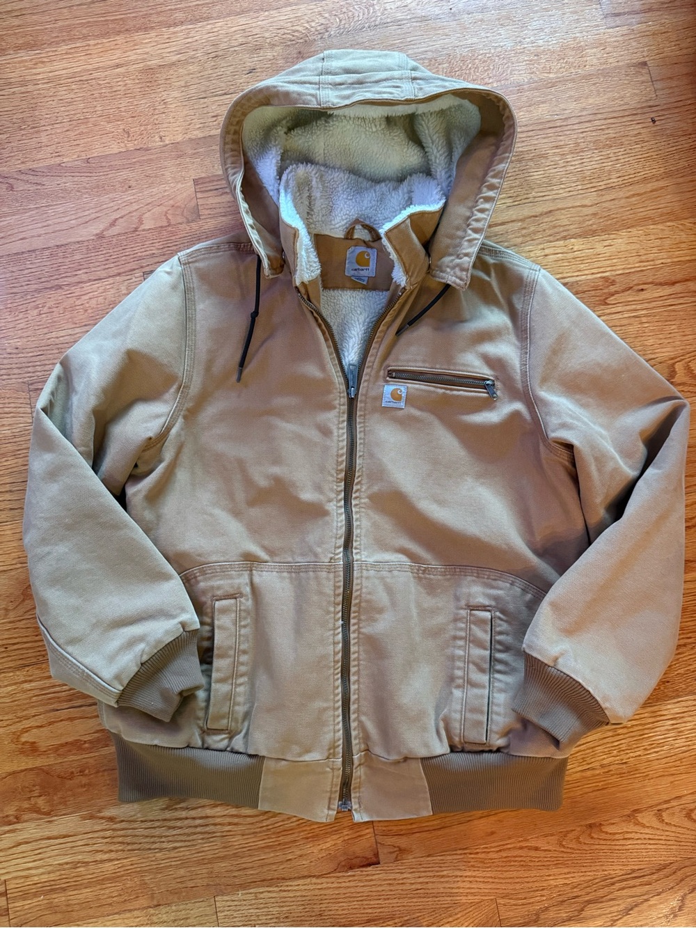 Carhartt 100815-211 Shepa Lined Tan Jacket w/Hood Size XL (16/18) Women’s HTF